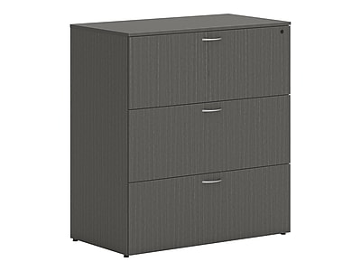 HON Mod 3-Drawer Lateral File Cabinet, Letter/Legal Size, Lockable, 40"H x 36"W x 20"D, Slate Teak (HLPLLF3620L3.LSL1)