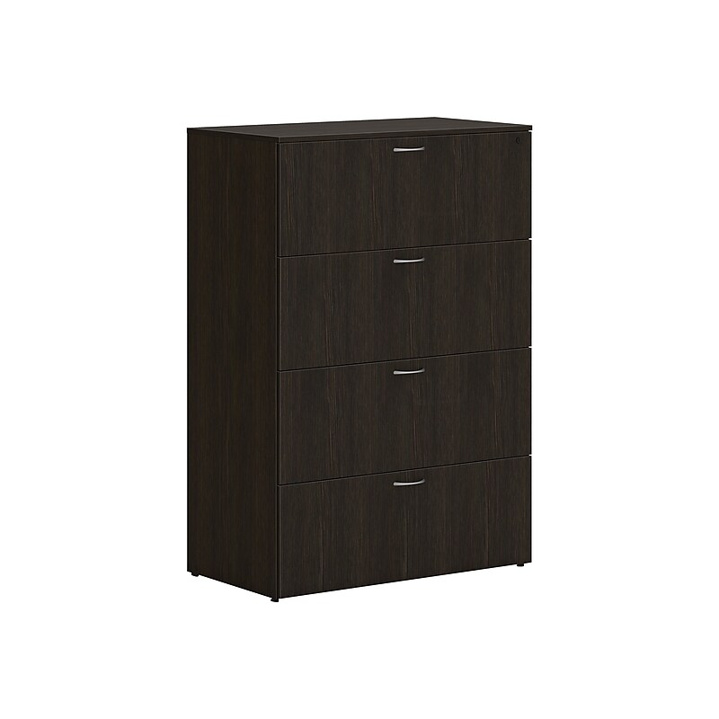 HON Mod 4-Drawer Lateral File Cabinet, Locking, Letter/Legal, Java Oak, 36" (HLPLLF3620L4.LJA1) image 1