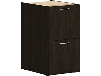 HON Mod 3-Drawer Mobile Vertical File Cabinet, Letter/Legal Size, Lockable, 28"H x 15"W x 20"D, Java Oak (HONPLPSBBFLJ1)
