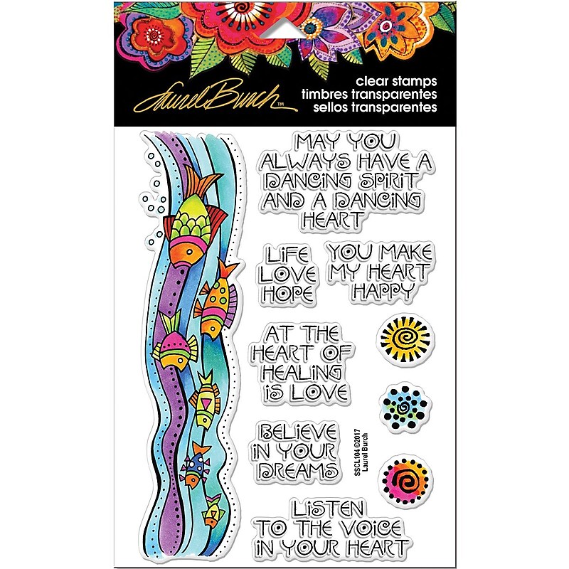 Stampendous Laurel Burch Clear Stamps 7.25"x4.625"-Fish Wishes image 1