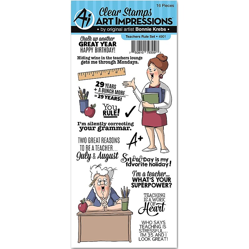 Art Impressions Teachers Rule Art Impressions Work & Play Clear Stamp Set, Clear (4901) image 1