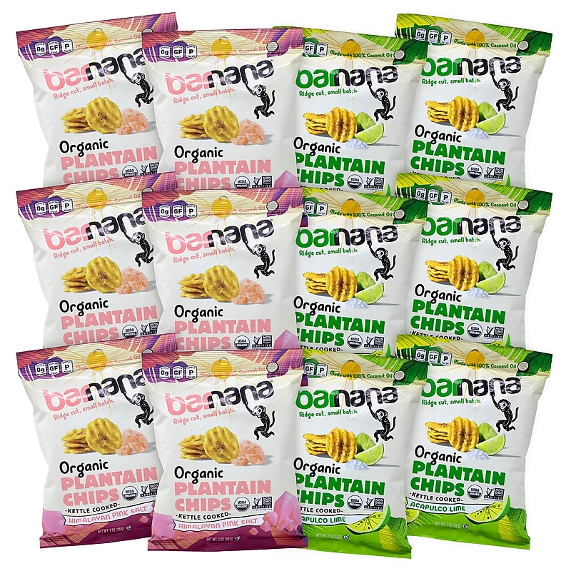 Barnana Himalayan Sea Salt and Lime Plantain Chips Variety Pack, 2 oz., 12 Bags/Pack (600-00227) image 1