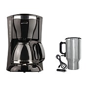 BRENTWOOD APPLIANCES 12-Cup Coffee Maker with Heated Travel Mug & Adapter, Black (843631151686)