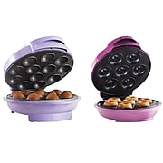 BRENTWOOD APPLIANCES C2CKR2 Nonstick Electric Mini Donut Maker with Cake Pop Maker, Pink / Purple (843631151693)