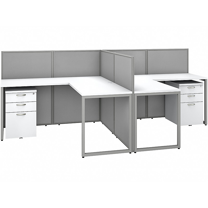 Bush Business Furniture Easy Office 45"H x 119"W 2 Person T-Shaped Workstation, White/Gray (EOD560SWH-03K) image 1