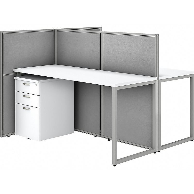 Bush Business Furniture Easy Office 45"H x 60"W 2 Person Back to Back Workstation, White/Gray (EOD460SWH-03K) image 1