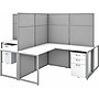 Bush Business Furniture Easy Office 66"H x 119"W 4 Person X-Shaped Workstation, White/Gray (EODH76SWH-03K)~#|#~sp123313211_sc7