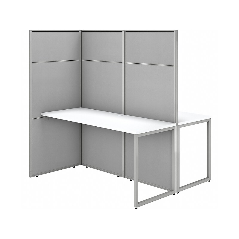 Bush Business Furniture Easy Office 66" x 60" Back-to-Back 2-Person Workstation, Pure White/Silver Gray (EODH460WH-03K) image 1