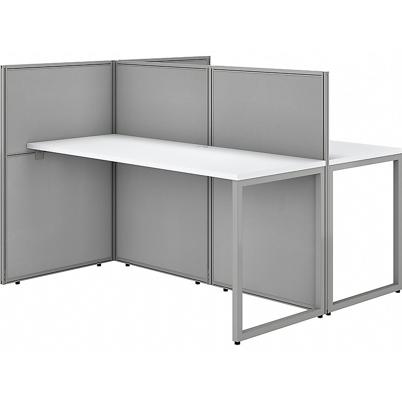 Bush Business Furniture Easy Office 45"H x 60"W 2 Person Back to Back Workstation, White/Gray (EOD460WH-03K) image 1