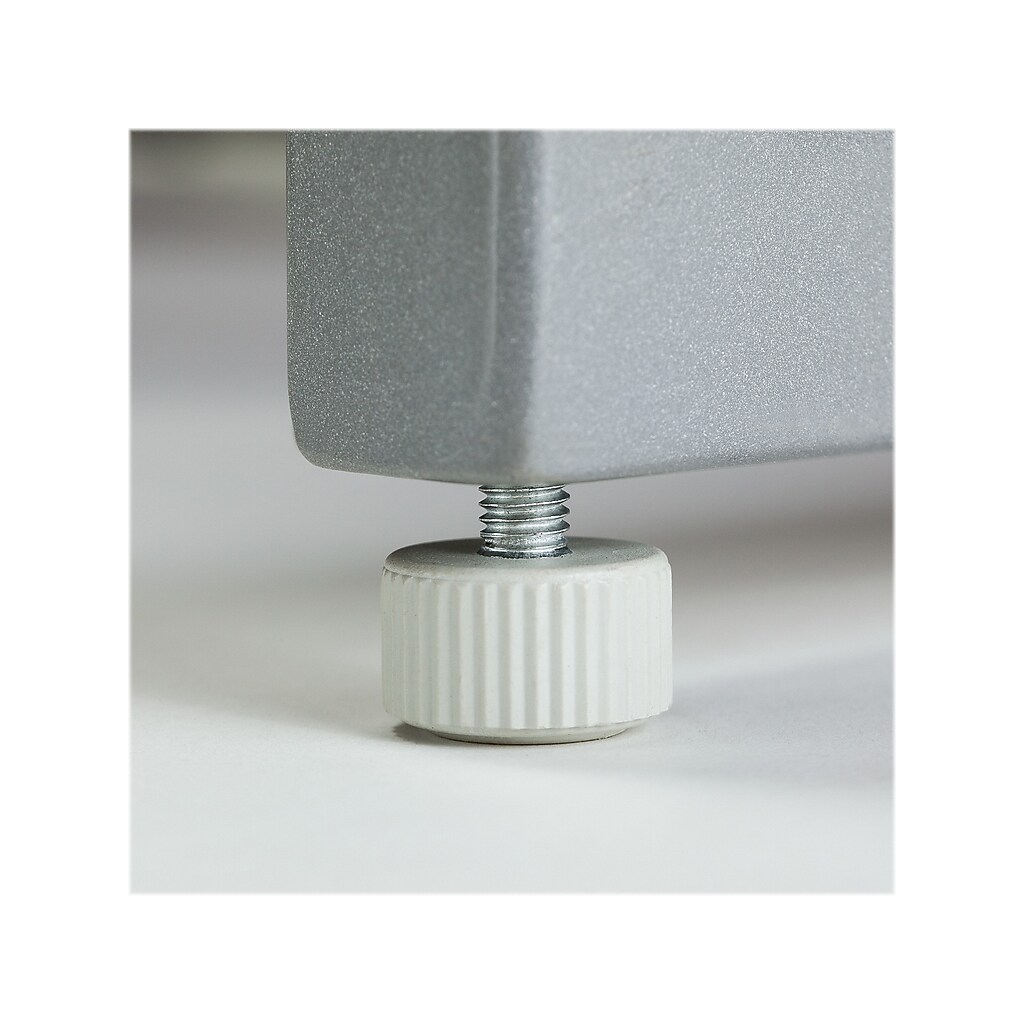 Adjustable foot leveler under desk leg