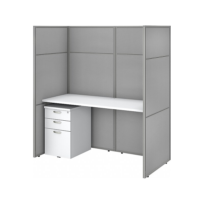 Bush Business Furniture Easy Office 66"H x 61"W Cubicle Workstation, Pure White/Silver Gray (EODH26SWH-03K) image 1