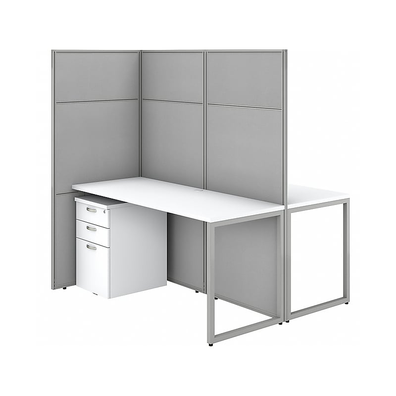 Bush Business Furniture Easy Office 66"H x 60"W 2 Person Back to Back Workstation, White/Gray (EODH46SWH-03K) image 1