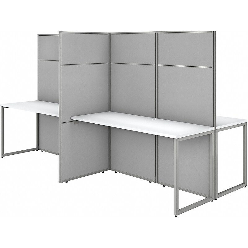 Bush Business Furniture Easy Office 66"H x 119"W 4 Person Back to Back Workstation, White/Gray (EODH660WH-03K) image 1