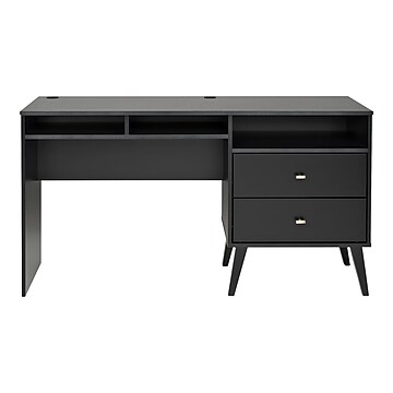 Prepac Milo 55" Desk with Side Storage and 2 Drawers, Black (BEHR-1413-1)