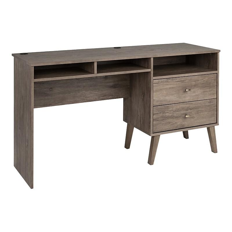Prepac Milo 55" Desk with Side Storage and 2 Drawers, Drifted Gray (DEHR-1413-1) image 1