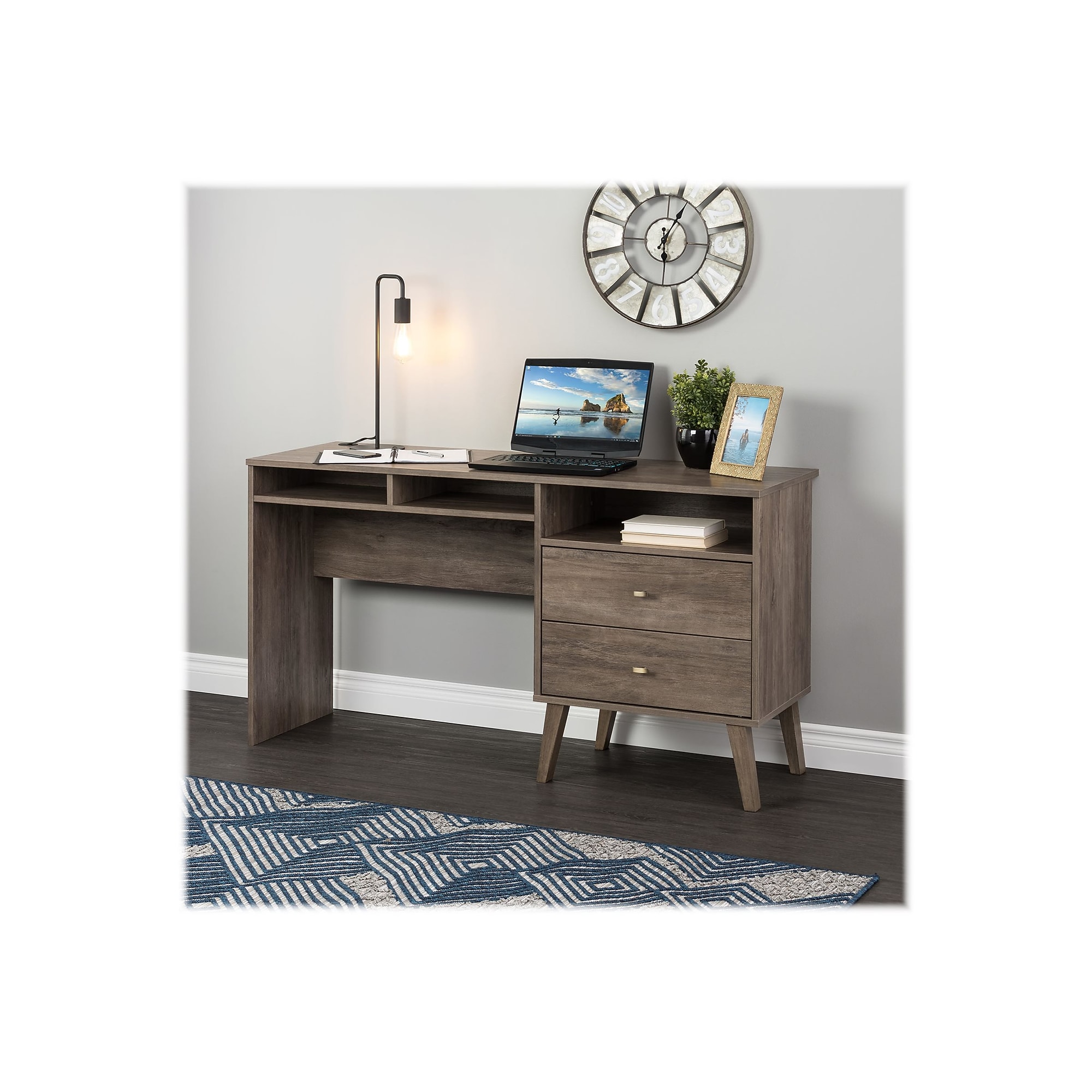Prepac Milo 55″ Desk with Side Storage and 2 Drawers, Drifted Gray (DEHR-1413-1) Sansujyuku sansujyuku.com
