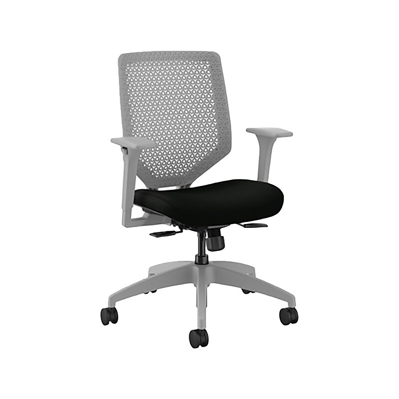 HON Solve Ergonomic Vinyl Swivel Task Chair, Black/Titanium (HSLVTMR.Y1.A.H.TI.UR10.NL.SB.TI) image 1