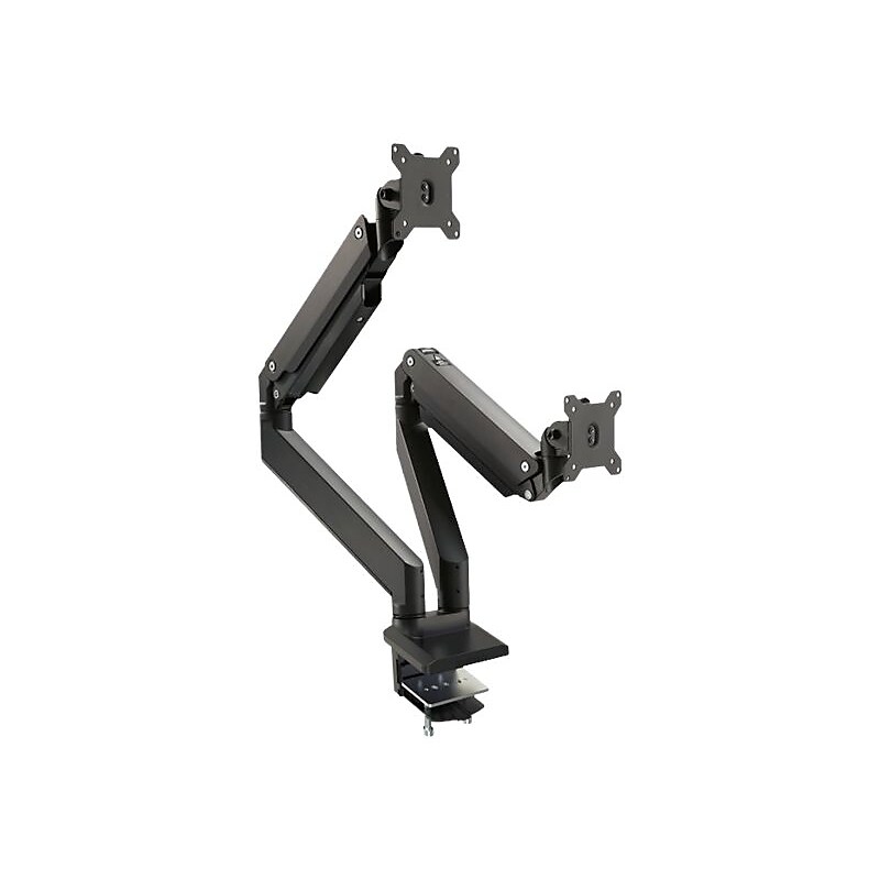 SIIG Dual Monitor Heavy-Duty Premium Aluminum Gas Spring Desk Mount - 17" to 35" Adjustable Arm, Up, Black (CE-MT3011-S1) image 1