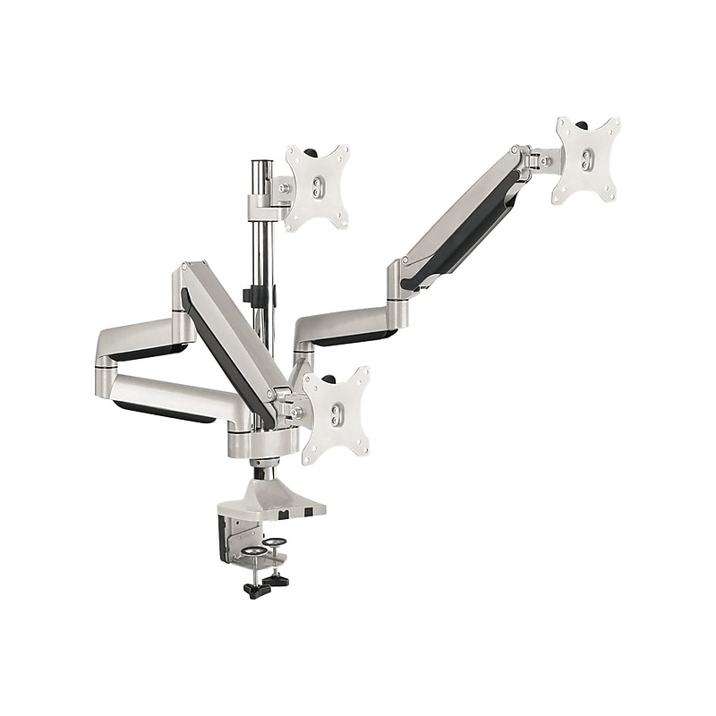SIIG Triple Monitor Aluminum Gas Spring Desk Mount - 13" to 32" Arm, Up, Silver (CE-MT3611-S1) image 1