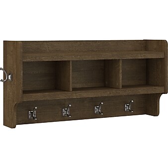 kathy ireland® Home by Bush Furniture Woodland Wall Coat Rack, Ash Brown (WDH340ABR-03)