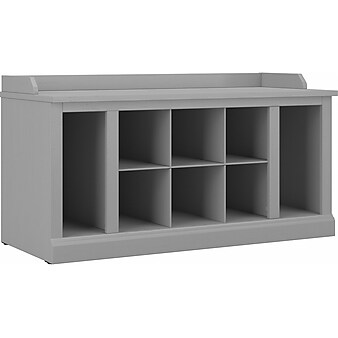 kathy ireland® Home by Bush Furniture Woodland Shoe Storage Bench with Shelves, 40", Cape Cod Gray (WDS240CG-03)