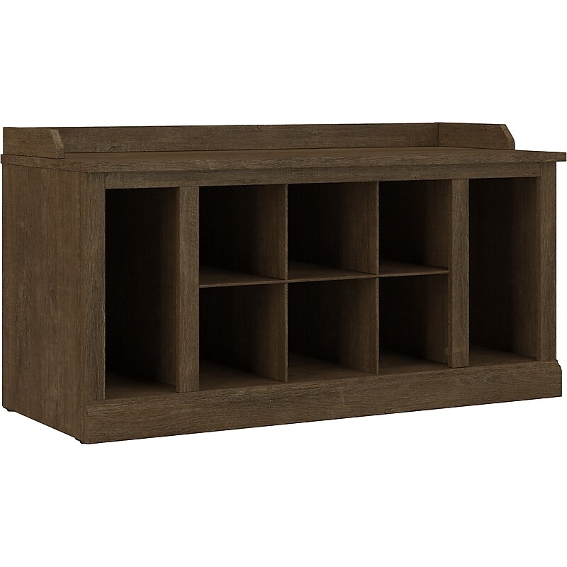 Bush Furniture Woodland 40W Shoe Storage Bench with Shelves, Ash Brown (WDS240ABR-03) image 1