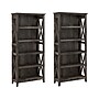 Bush Furniture Key West 66"H 5-Shelf Bookcase with Adjustable Shelves, Dark Gray Hickory Wood, 2/Set (KWS046GH)~#|#~sp123542900_sc7