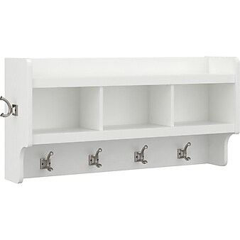 kathy ireland® Home by Bush Furniture Woodland Wall Coat Rack, White Ash (WDH340WAS-03)