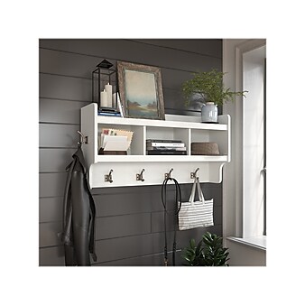kathy ireland® Home by Bush Furniture Woodland Wall Coat Rack, White Ash (WDH340WAS-03)