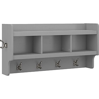 kathy ireland® Home by Bush Furniture Woodland Wall Coat Rack, Cape Cod Gray (WDH340CG-03)