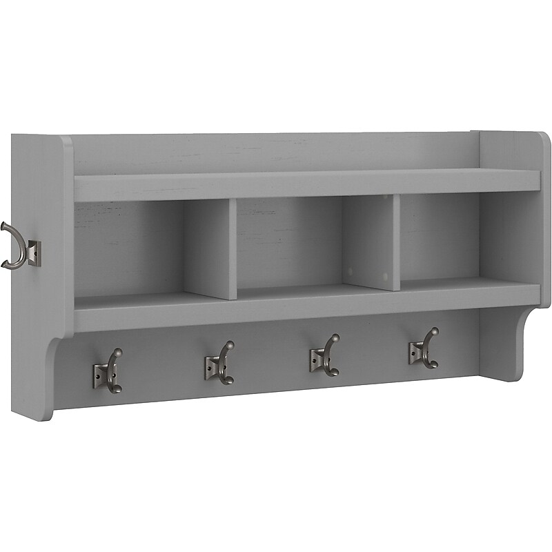 Bush Furniture Woodland 40W Wall Mounted Coat Rack with Shelf, Cape Cod Gray (WDH340CG-03) image 1