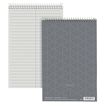 TOPS Prism Steno Pads, 6" x 9", Gregg Ruled, Gray, 80 Sheets/Pad, 4 Pads/Pack (80274)