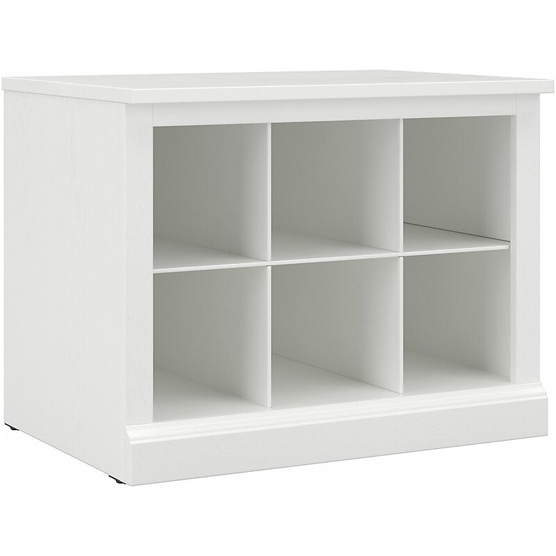 Bush Furniture Woodland 24W Small Shoe Bench with Shelves, White Ash (WDS224WAS-03) image 1
