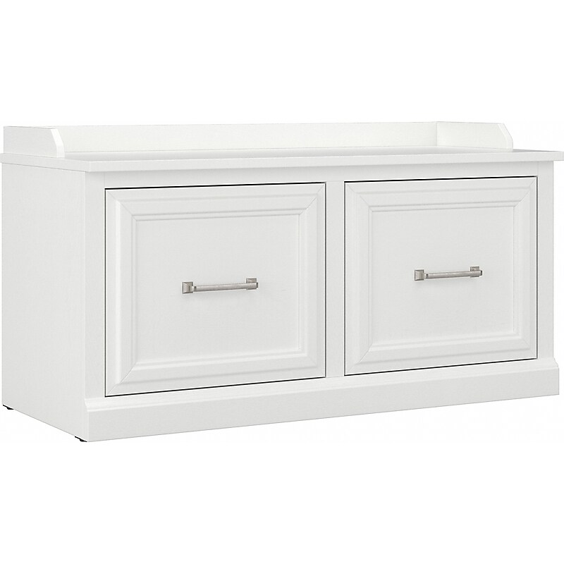 Bush Furniture Woodland 40W Shoe Storage Bench with Doors, White Ash (WDS140WAS-03) image 1
