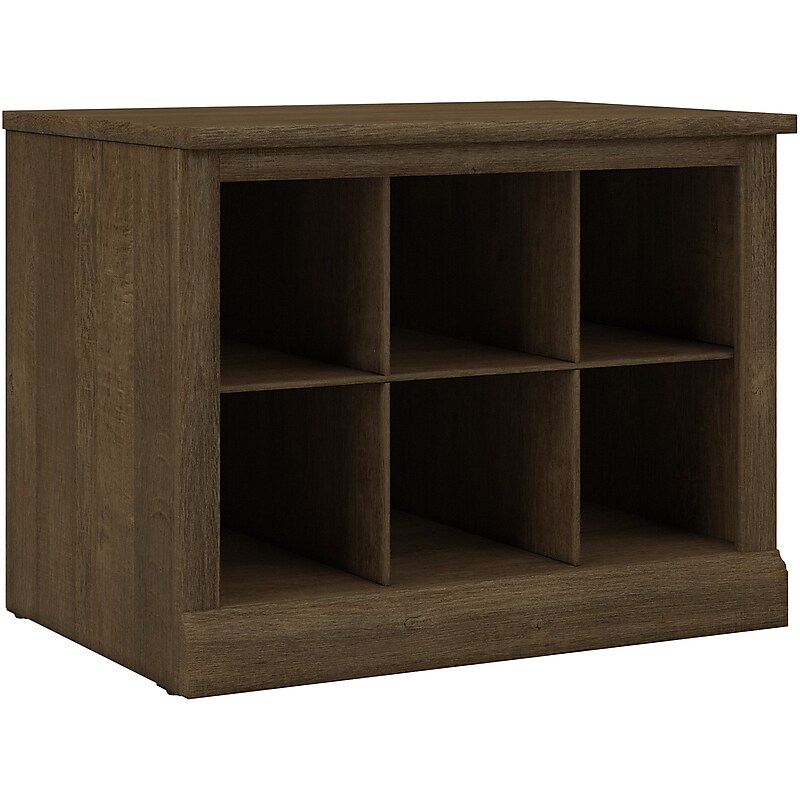 Bush Furniture Woodland 24W Small Shoe Bench with Shelves, Ash Brown (WDS224ABR-03) image 1