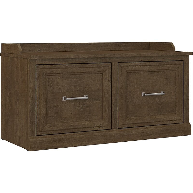 Bush Furniture Woodland 40W Shoe Storage Bench with Doors, Ash Brown (WDS140ABR-03) image 1