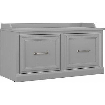 kathy ireland® Home by Bush Furniture Woodland Shoe Storage Bench with Doors, 40", Cape Cod Gray (WDS140CG-03)