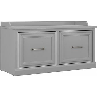 kathy ireland® Home by Bush Furniture Woodland Shoe Storage Bench with Doors, 40", Cape Cod Gray (WDS140CG-03)