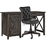 Bush Furniture Key West 54"W Computer Desk with Storage and Mid-Back Tufted Office Chair, Dark Gray Hickory (KWS020GH)~#|#~sp123622281_sc7