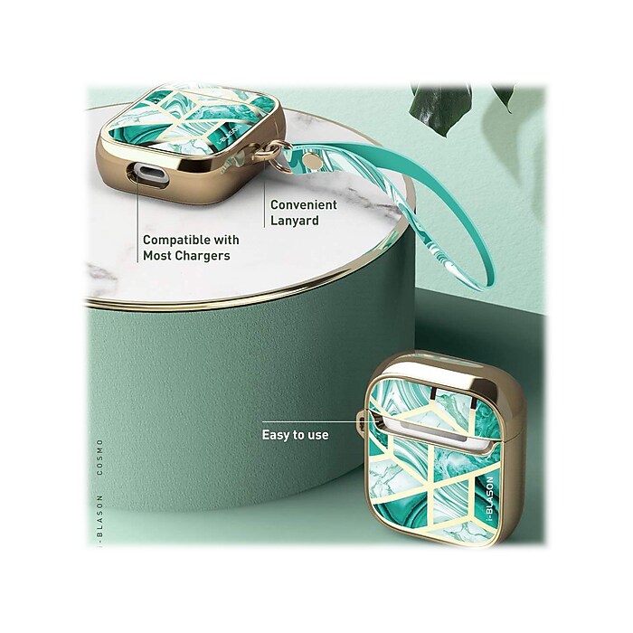 i-Blason Cosmo Case for Apple AirPods 1st/2nd Gen, Marble Green