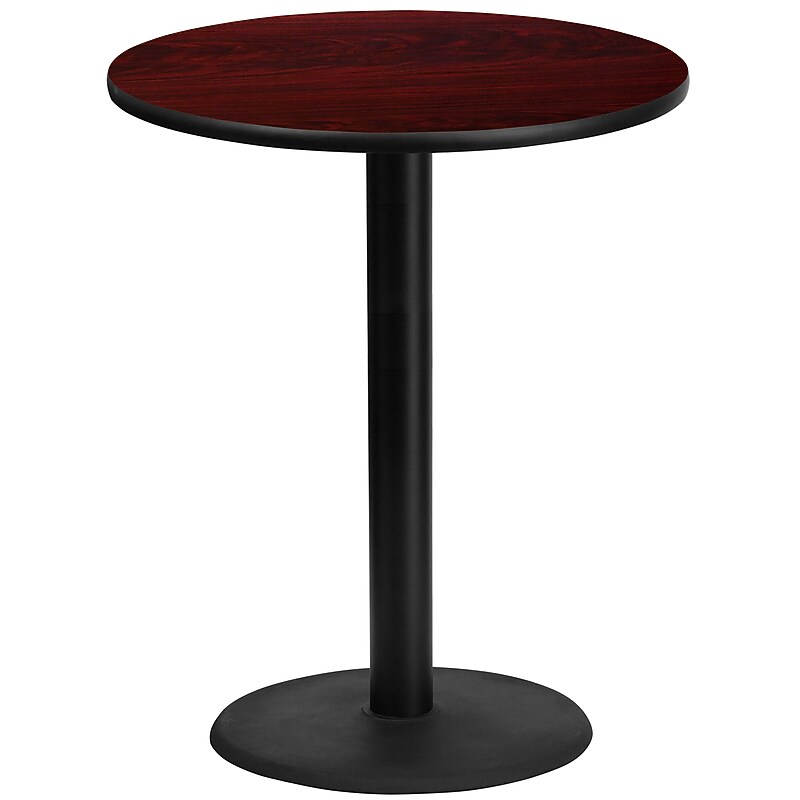 Flash Furniture 36'' Round Laminate Table Top with 24'' Round Bar-Height Table Base, Mahogany (XURD36MATR24B) image 1