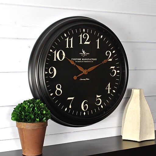 FirsTime Belmont Black 17.5"H Black Wall Clock (99512) at Staples