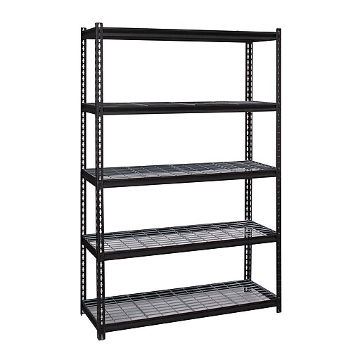 Iron Horse 2300 lb. Wire Rivet Series 5Shelf Metal/Wire Deck Shelving Unit, 48"W, Black (22131
