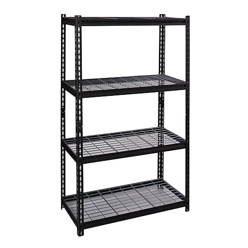 Iron Horse 2300 lb. Wire Rivet Series 4Shelf Metal/Wire Deck Shelving Unit, 36"W, Black (22129