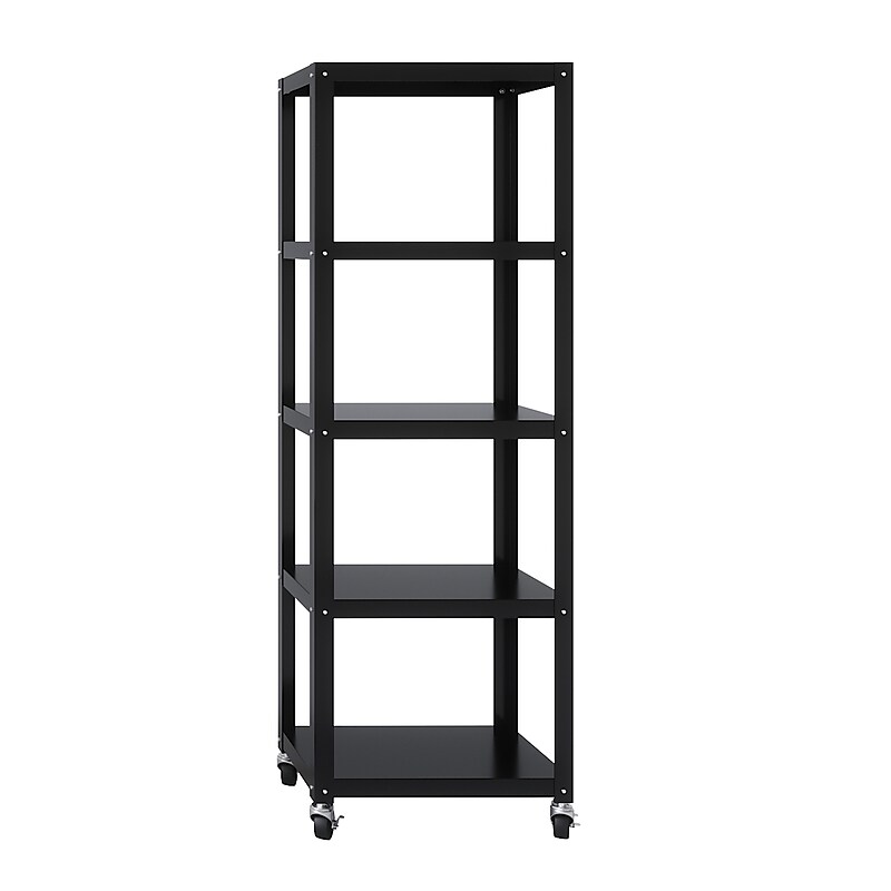 Space Solutions Ready-to-assemble 72-inch High Mobile 5-Shelf Bookcase, Black image 1