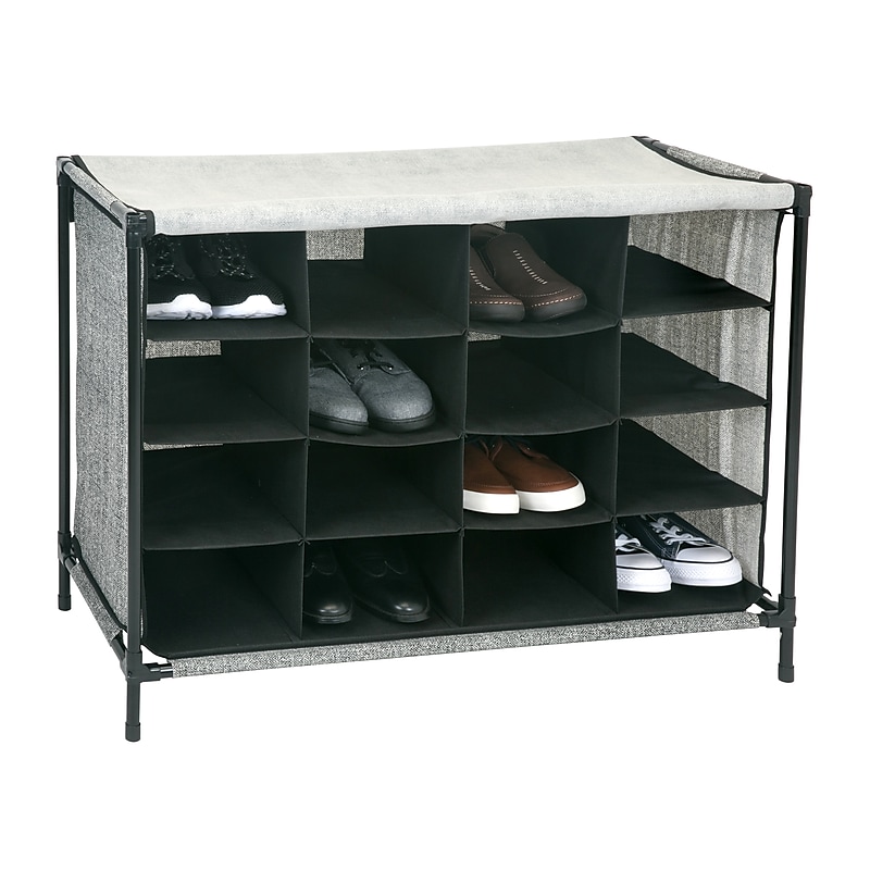 Simplify Shoe Cubby, 16 Compartment, Black (23200-BLACK) image 1