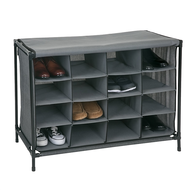 Simplify Shoe Cubby, 16 Compartment, Grey (23200-GREY) image 1