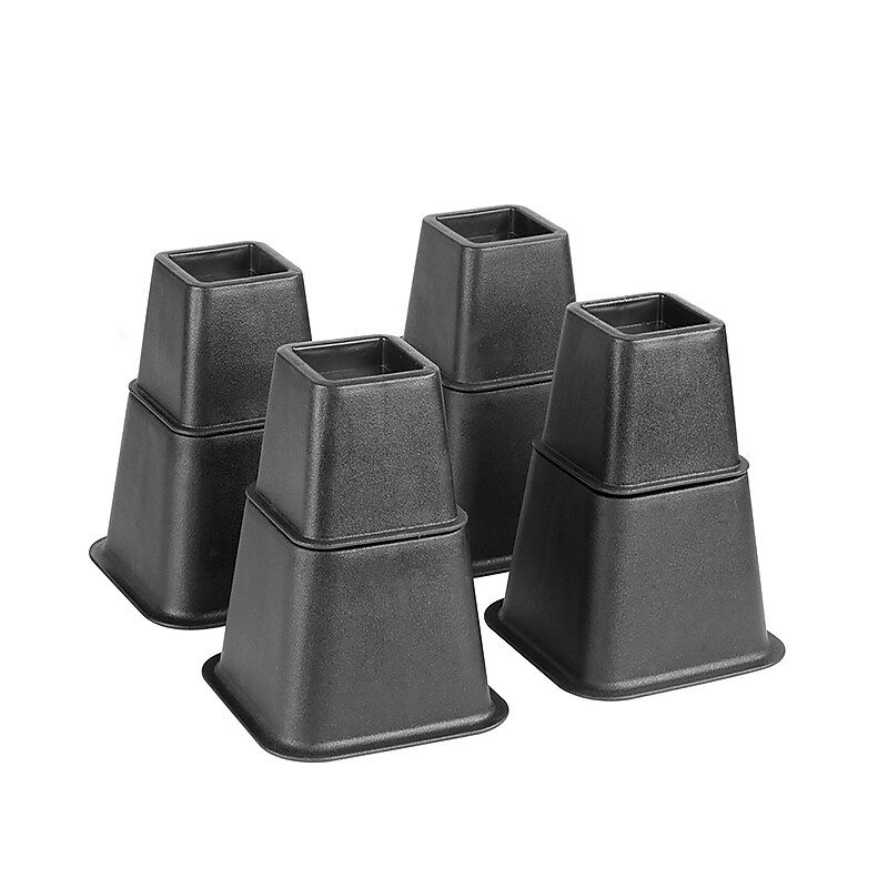 Simplify Adjustable Bed Risers Set, 8 Piece, Black (2998-8) image 1