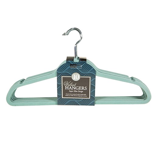 Simplify Super Slim Velvet Huggable Hangers, 10 Pack, Dusty Blue (3246