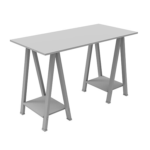 Shop Staples For Walker Edison 48 Wood Sawhorse Computer Desk Grey